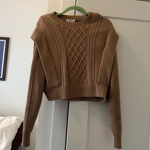 Aritzia Babaton Seek Sweater Cable-knit shoulder pad sweater